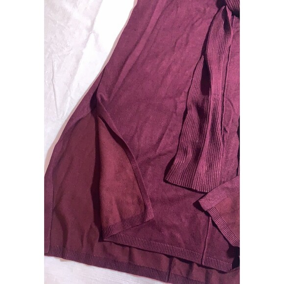 Side slits tunic top tie bow burgundy sleeveless hi-low stretch career casual M - Picture 5 of 11